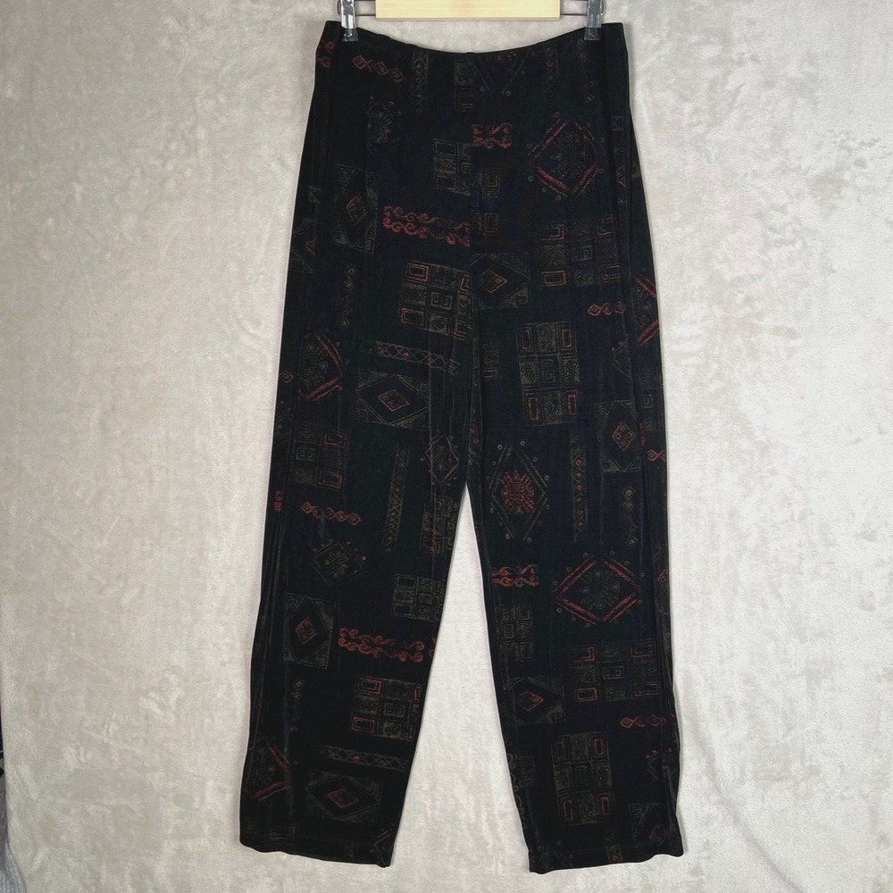Chico's Travelers Pants Sz 3 XL Geometric Pull On Acetate Stretch Travel Slinky